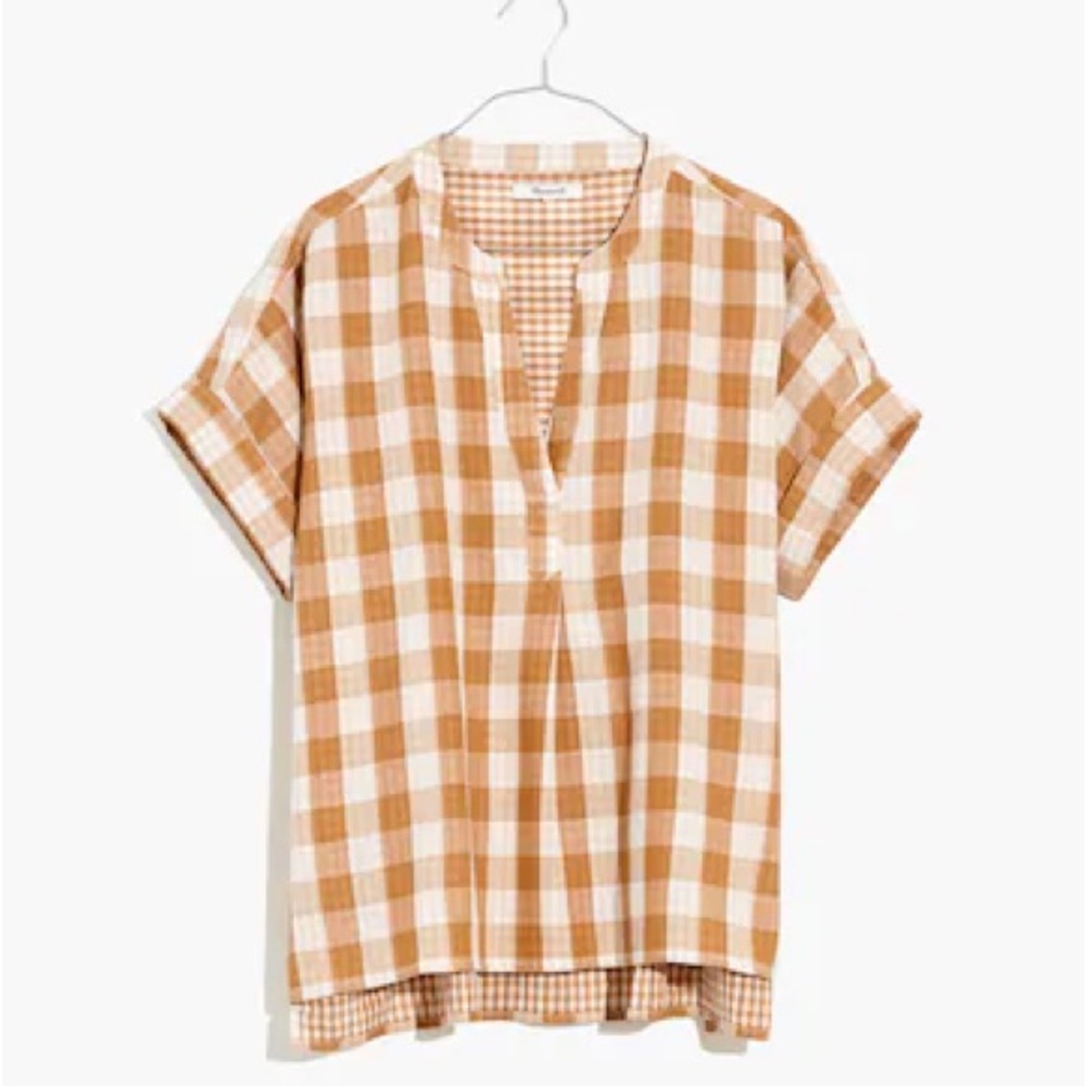 Madewell Lakeline Popover Shirt in Double-Faced Gingham. Mint condition. Small